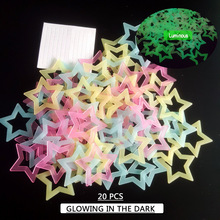 QIBU 20pcs Lichtgevende Tl Stars Muurstickers DIY Home Decoratie Kerst Party Accessoires Room Decor Lichtgevende Stickers