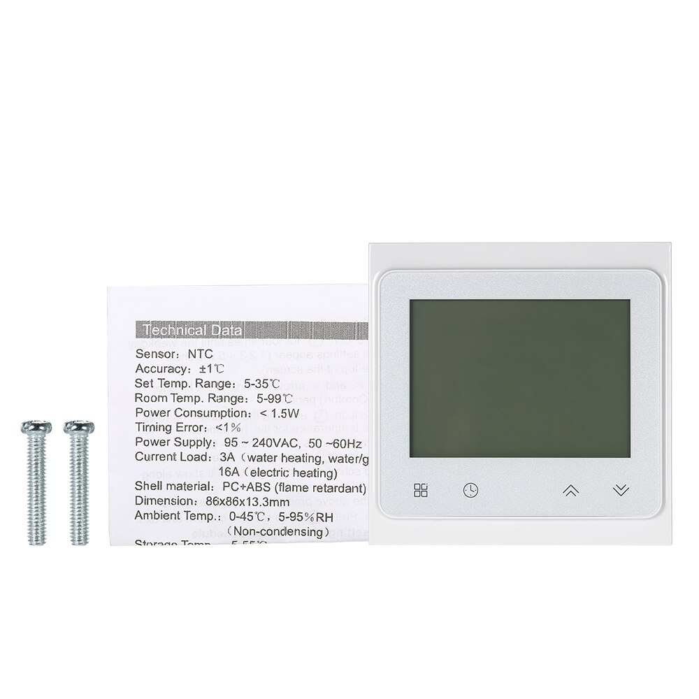 Water Heating Thermostat Touchscreen Backlight LCD Display Weekly Programmable Temperature Controller with Locking Function