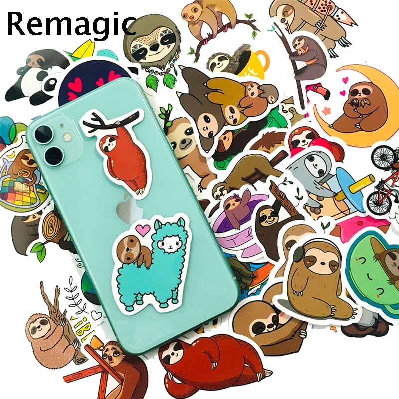 50pcs Cartoon sloth Stickers decal scrapbooking diy pasters home decoration phone laptop waterproof cartoon accessories