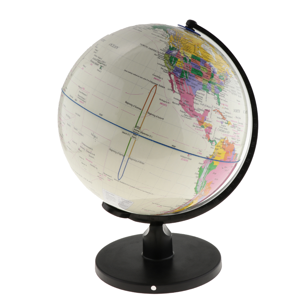 25cm/20cm Swivel Stand World Map Globe for Desktop Decoration Geography Education: White 1