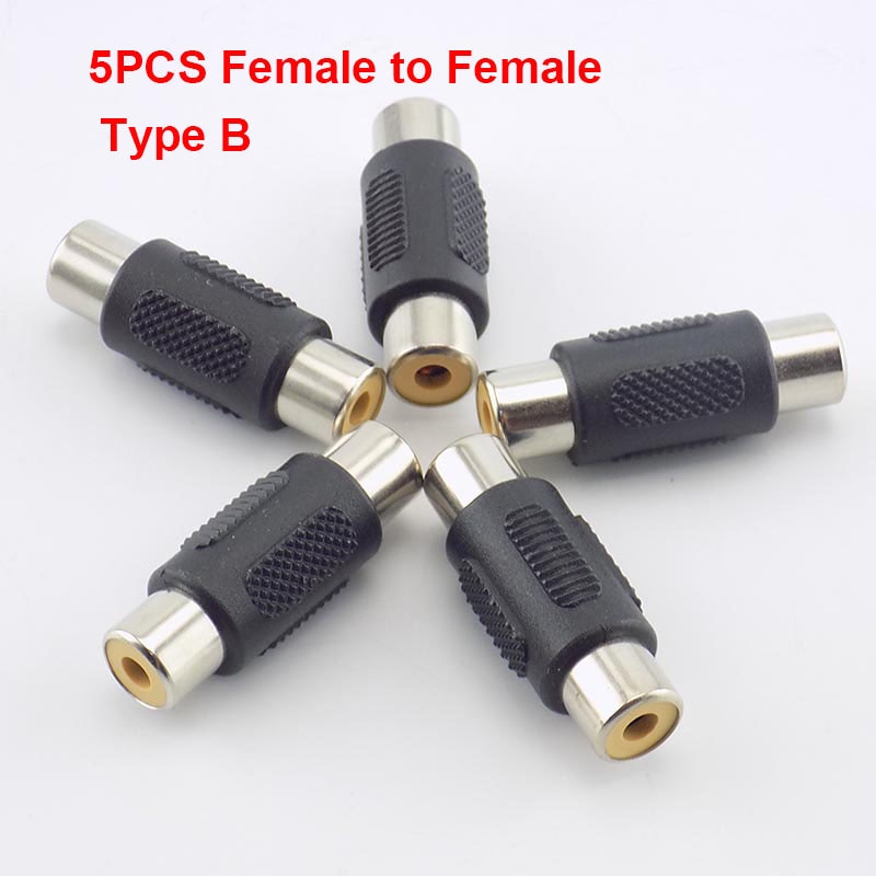 5 Stuks Rca Female Naar Vrouwelijke Jack Plug Connector Adapter Mannelijk Naar Rca Connector Video Audio Extender Cord Kabel converter: RCA Female to Female