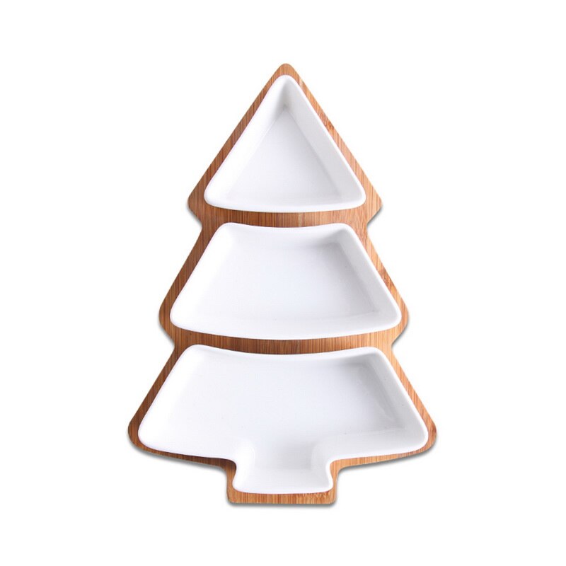 Plato de cerámica con forma del árbol de Navidad para el hogar, aperitivos, frutos secos, platos de frutas secas, bandeja de desayuno, para niños