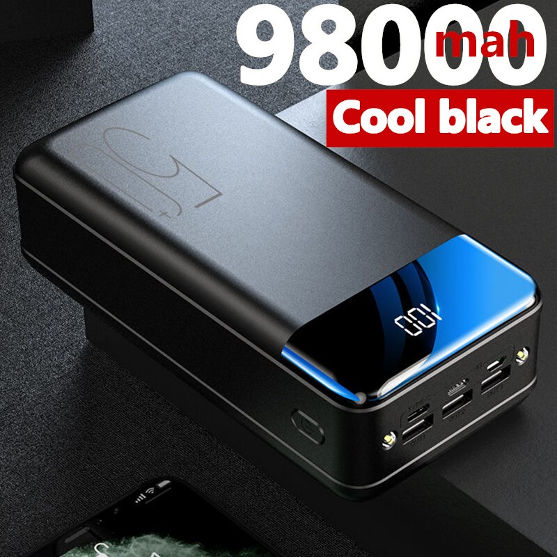 Echt Snel Opladen 100000Mah/98000Mah Power Bank Grote Capaciteit Mobiele Power Universele 5v2.1a Snel Opladen: YELLOW