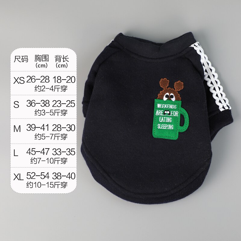Höstens husdjurskjorta jacka höstvarma hundkläder för liten hund valp little xs xl gul svart kattkappa pitbull tillbehör: Svart / S