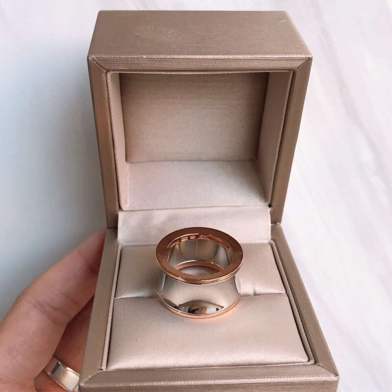 925 Zilveren Vergulde Staal Spiegel Concave Ring Europese En Amerikaanse Mode Sieraden Cadeau Voor Mannen En Vrouwen