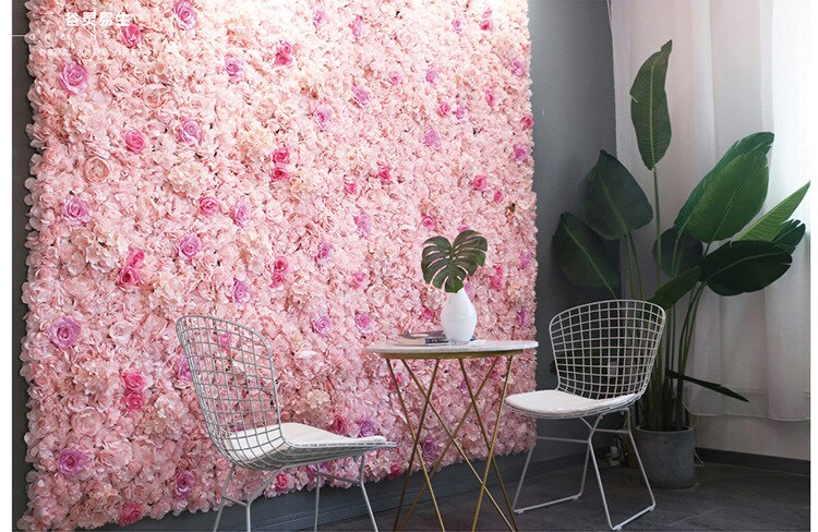 Kunstige blomster vægpaneler blomstermåtte silke rose blomsterpaneler til baggrund bryllup vægdekoration