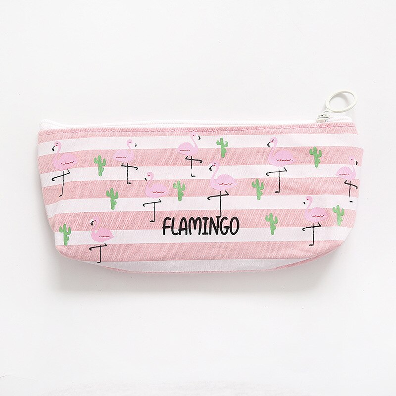 Cute flamingo pencil case kawaii cartoon pen box school pencil case Learn office stationery supplies: D-a99b