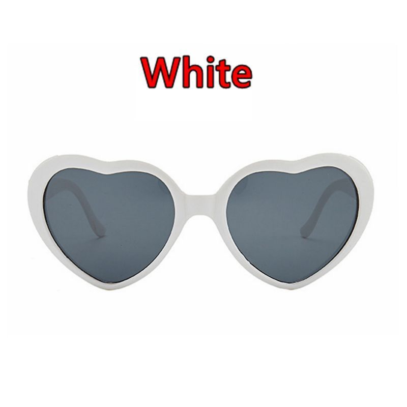 3D Heart Shape Frame Diffraction Glasses Special Frieworks Rave Glasses For Parties&amp;Festivals 3D Heart Effect EDM Rainbow Style: white