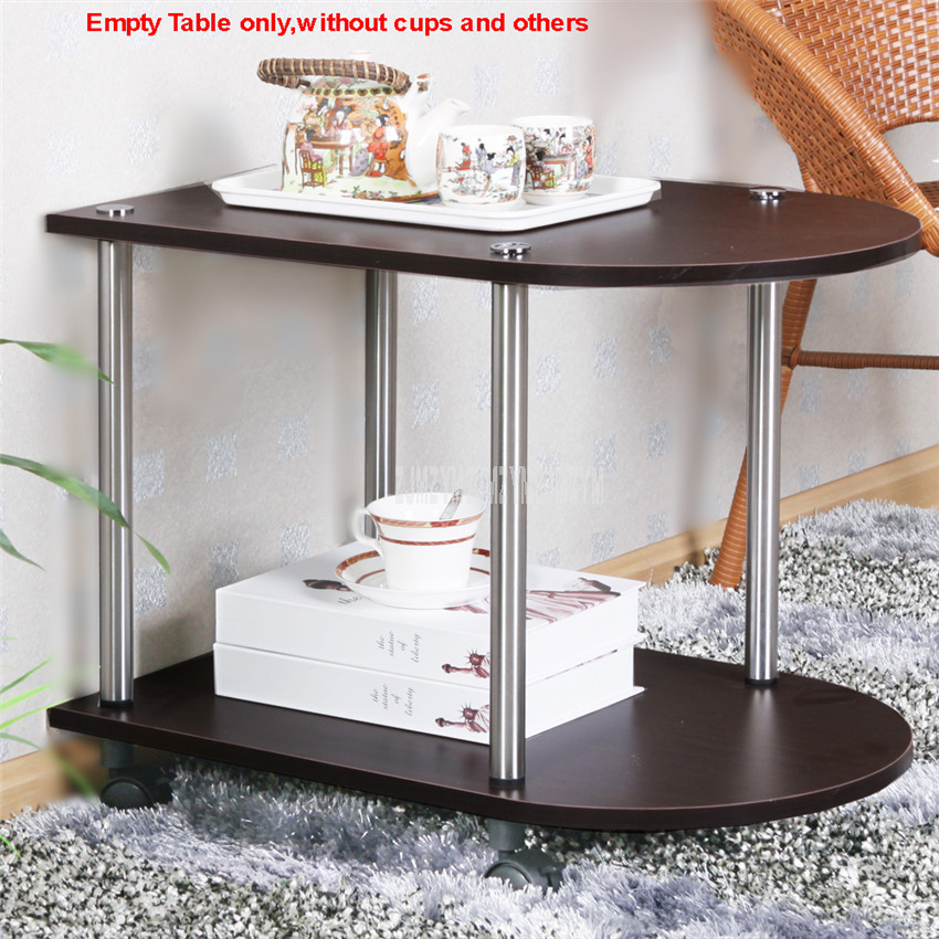 2 Layer Multi-functional Balcony Movable Tea Table With Wheel Living Room Bedroom Sofa Side Corner Modern Low Table