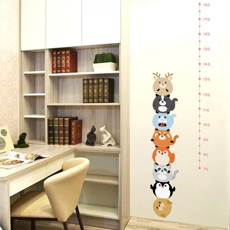 Forest Animals Height Measure Wall Sticker For Kids Rooms Growth Chart Wall Decal Nursery Home Decor living room