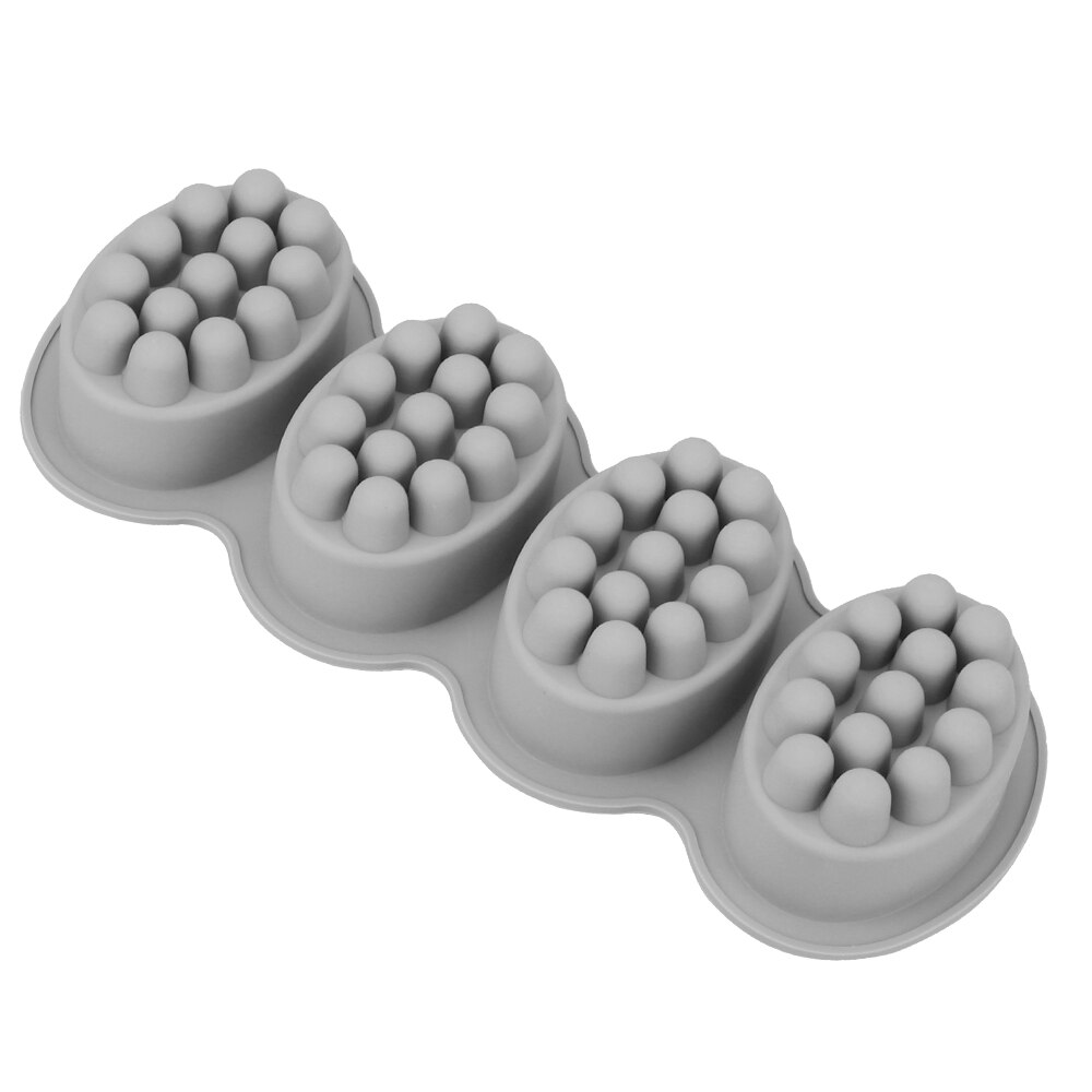 4 Cavity 3D Handmade Silicone Soap Mold Massage Soap Making Tools Resin Crafts Oval Soap Moulds: Gray