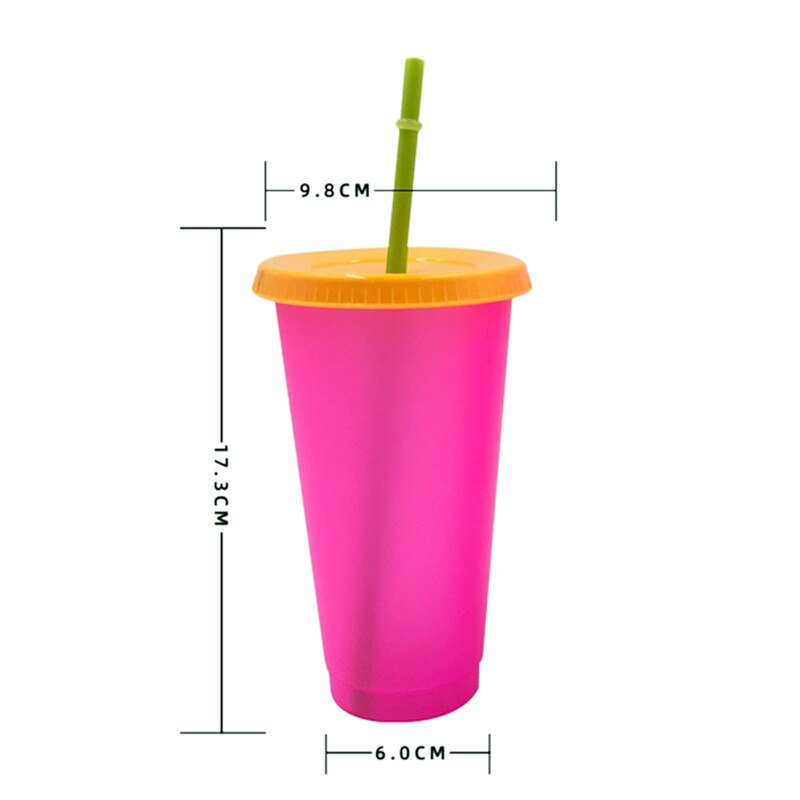 1/5 st färgförändrande plasttumblare återanvändbara missfärgningskopp med lock och halm