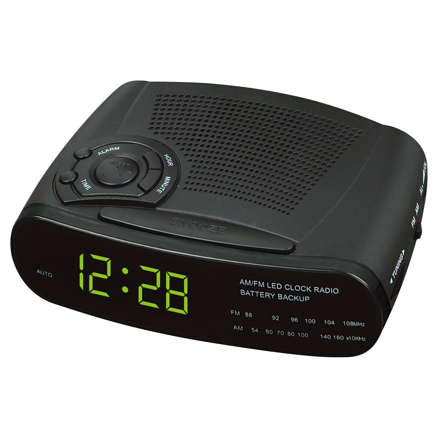 Led am/fm radio väckarklocka modern elektronisk skrivbordsbord digital klocka multi-grupp snooze funktion heminredning sovrum: Gulgrön