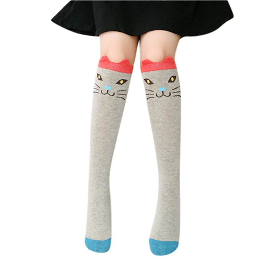 Cotton Cartoon Children's Baby Fox Socks With Bear Knee Highs Long Cute Infantil Kids For Girls Kniekousen 3-12 Years Old 1pcs: D