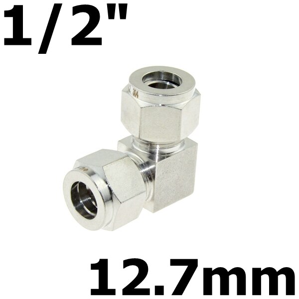 Stainless Steel 304 Compressor Double Ferrule Connector 6mm 8mm 10mm 12mm 1/4" 1/2" Pipe Tube Coupler Air Compression Fitting: 12.7mm