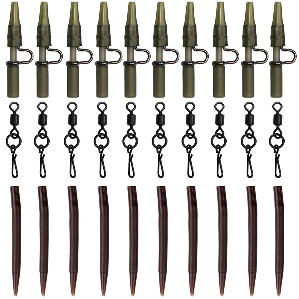 30Pcs Carp Fishing Tackle Kit Anti Tangle Sleeves Heavy Duty Lead Clip And Fishing Rolling Swivels With Quick Change Snap Rigs: 30Pcs Carp Set
