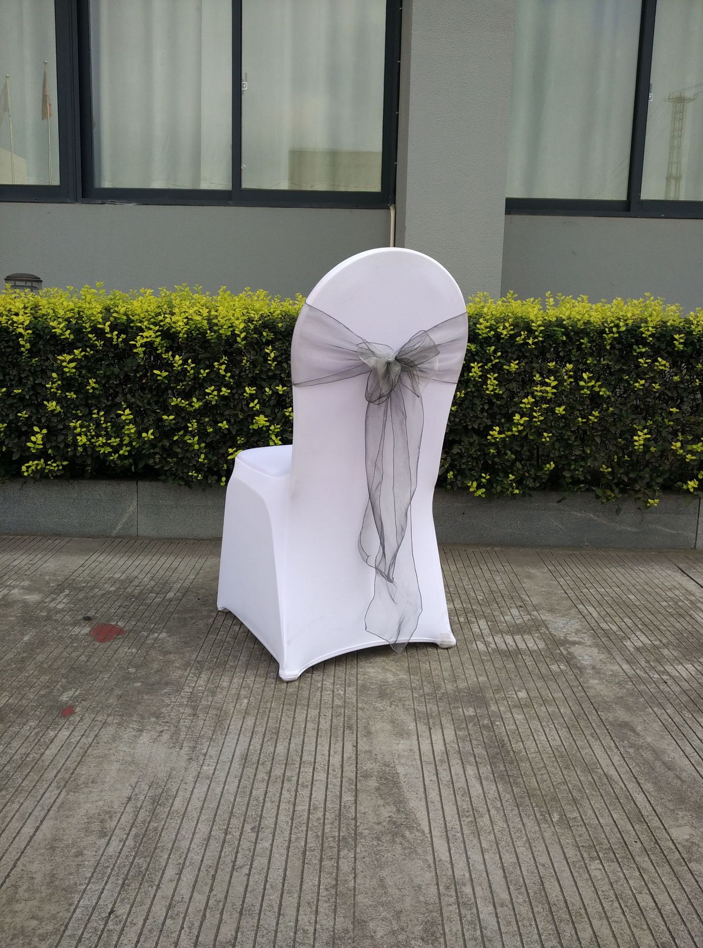 Wedding Decoration Chair Cover Band Ribbons Chair Backs with Bows for Party Hotel Banquets with Tulle Streamers 25PCS/LOT: 13