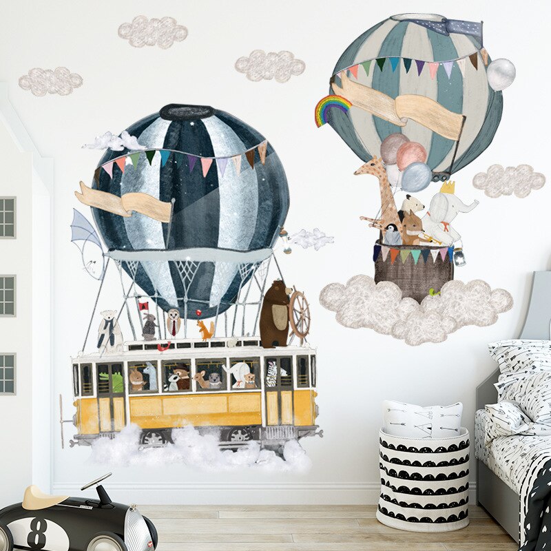 Tegneserie luftballon vægklistermærker børn børneværelse baby vuggestue hjem dekoration vægmærkater miljøvenlig vinduesindretning: 1