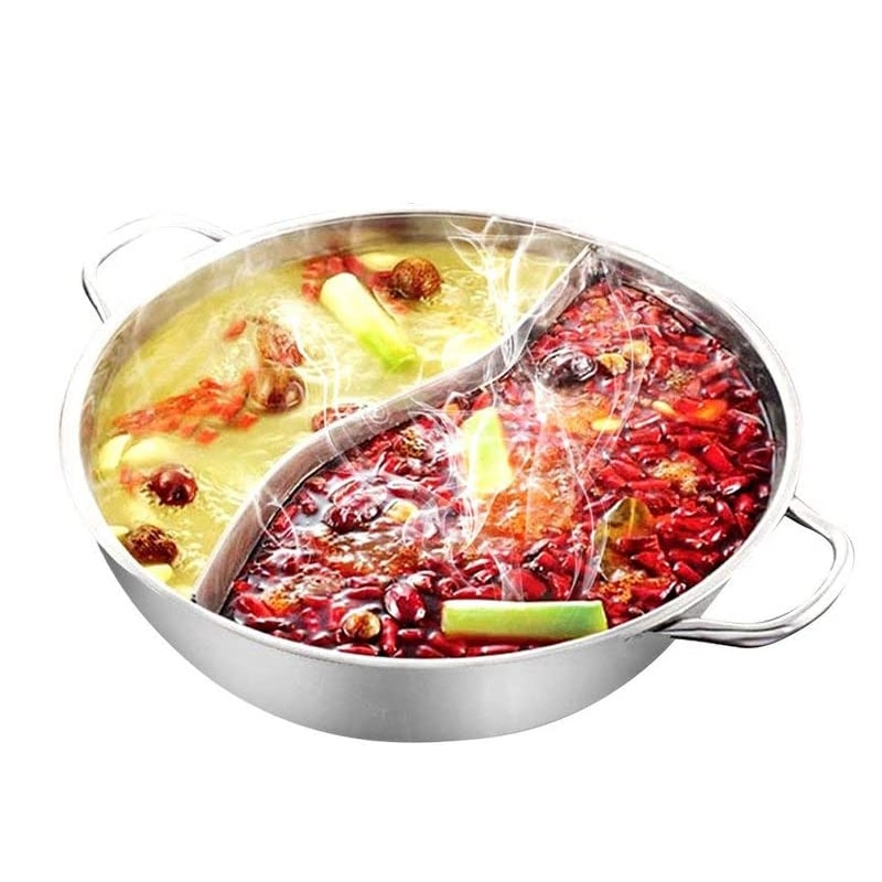 Olla de acero inoxidable para cocina, olla de inducción para el hogar, Compatible con ollas de Gas, utensilios de cocina para el hogar, olla doble dividida