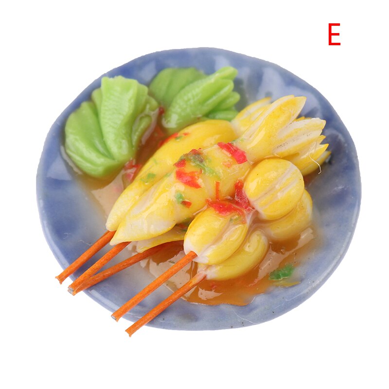 1:12 Accessori casa delle bambole In Miniatura di Simulazione Barbecue Piatto di Decorazione Piatto Mini Barbecue Kebab Vassoio: 5