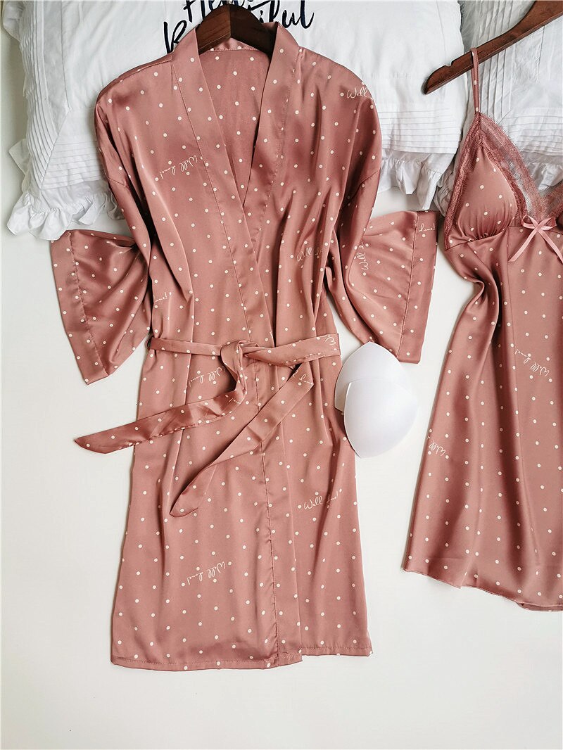 Mechcitiz undertøj damekåbe og kjolesæt luksus kvindelig sexet natkjole badekåber pyjamas lingeri hjemmetøj badekåbe