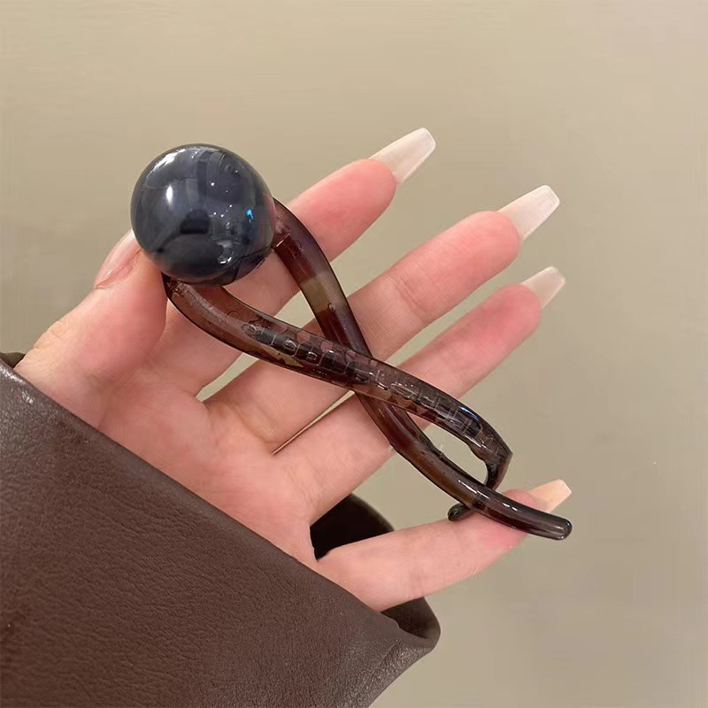 Pinzas para el cabello con forma de cola de caballo Retro para mujer, horquillas con Clip de tiburón y perlas a la , pasadores, accesorios para el cabello: Gris
