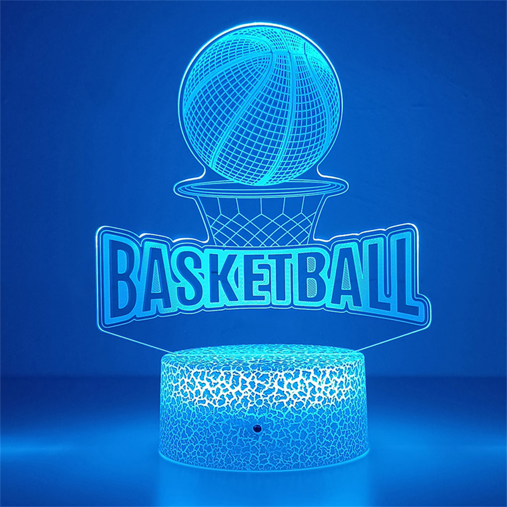 Lámpara de noche de ilusión 3d, holograma de bola de baloncesto, luz nocturna acrílica para decoración de habitación, único para dormitorio de estudiantes