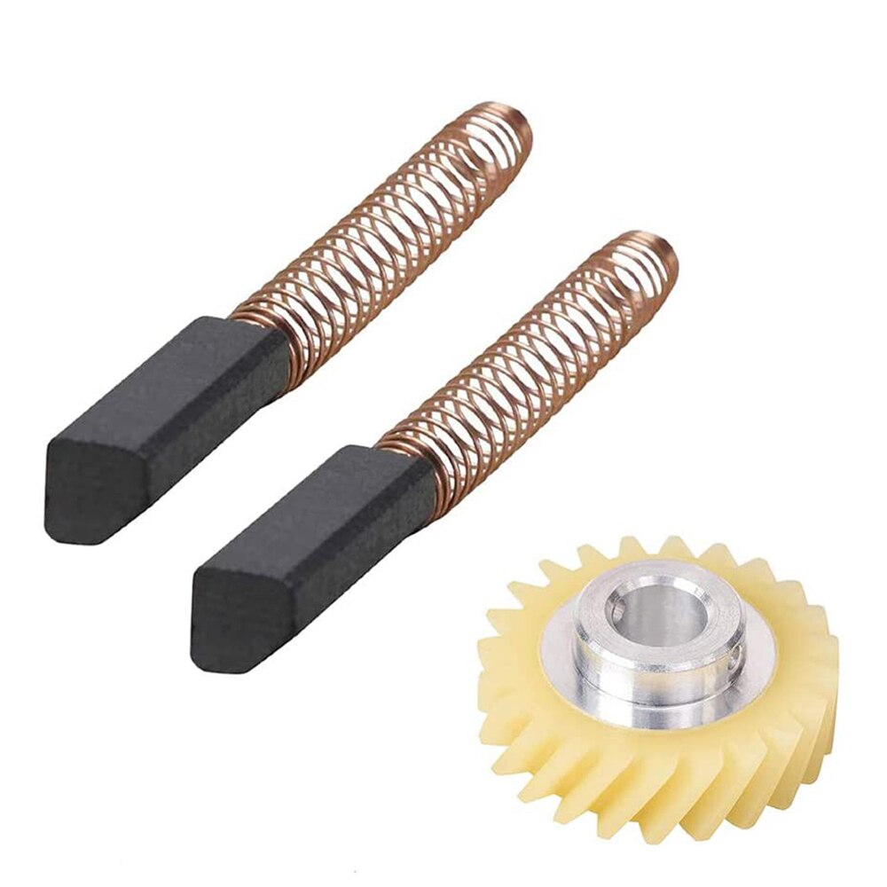 Voor Kitchenaid W10112253 Mixer Drive Wormwiel & 2 Stuks Carbon Koolborstels Vervanging Onderdelen Voor 4162897 4169830 AH1491159