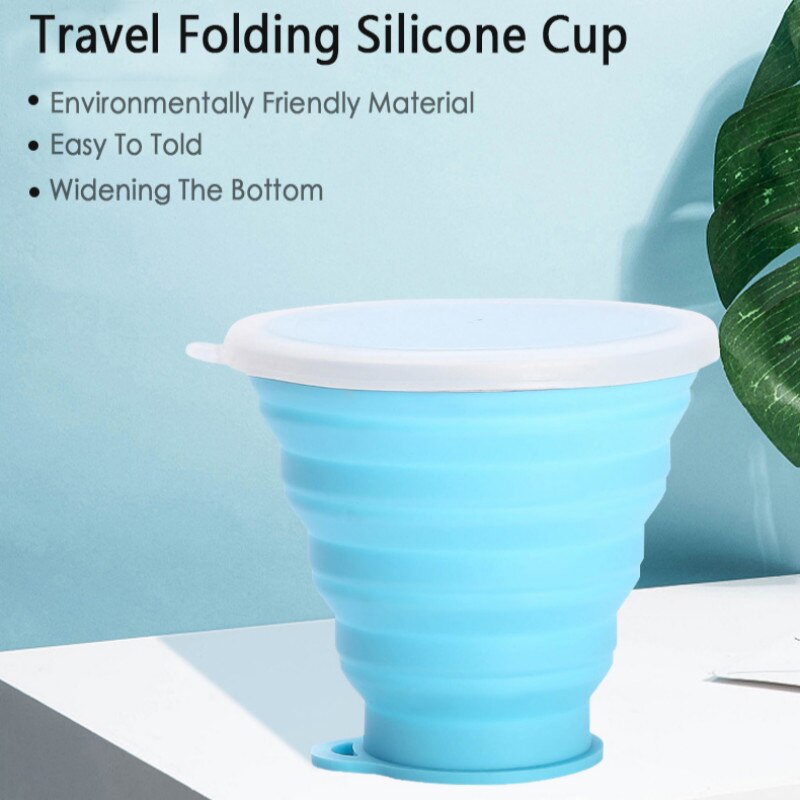 Folding Cups Draagbare Siliconen Opvouwbare Beker Hittebestendig Cup Met Deksel Cup Drinkware Cup Voor Huis Keuken