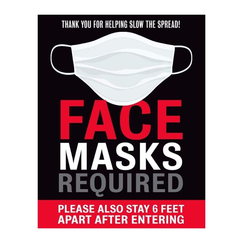 Face Mask Required Sign. Face Covering Required for Entry Sign Helps Keep Your Business Safe. Easy to Install and Works: R