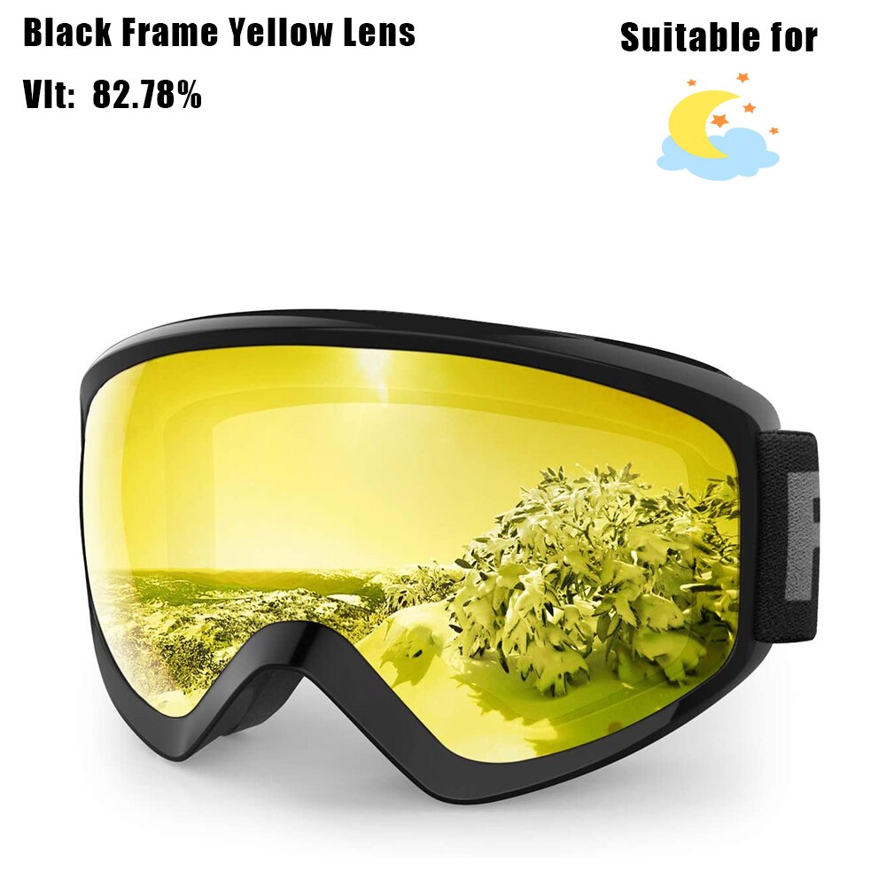 [RU magazzino locale] occhiali da sci per bambini di marca findway OTG occhiali da Snowboard invernali antiappannamento per età 8-14 ragazzi ragazze bambini gioventù: Black Frame Yellow