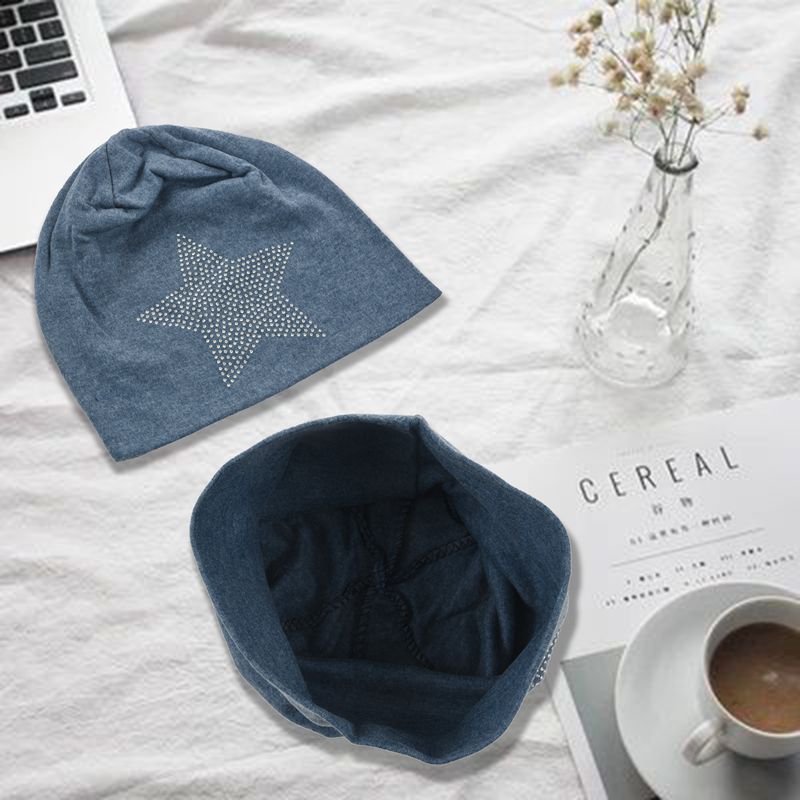 unisex Männer Frauen Klassische Stern Strass schlapp Mütze Kappe Baumwolle Hütte Schwarz