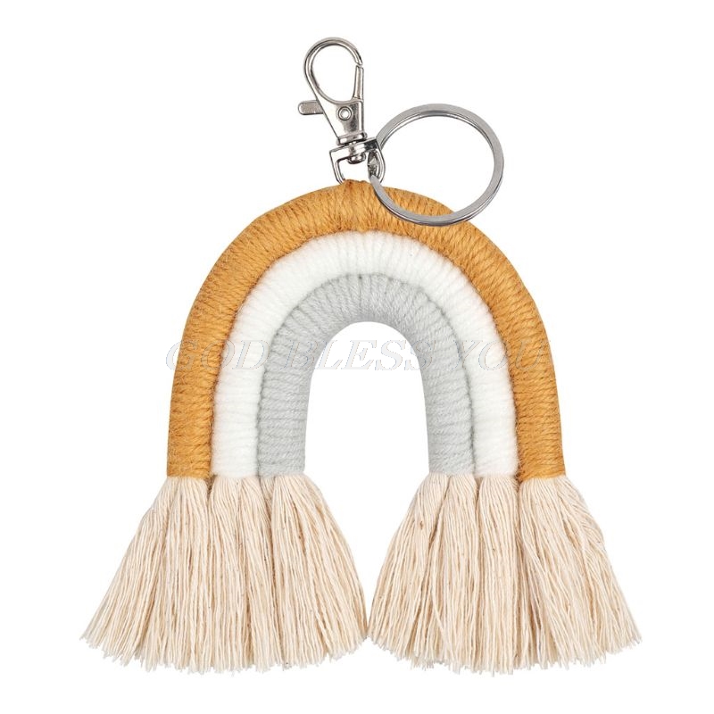 Vævning regnbue nøgleringe til kvinder boho håndlavet nøgleholder nøglering macrame taske charme bil hængende smykker: Tast 39