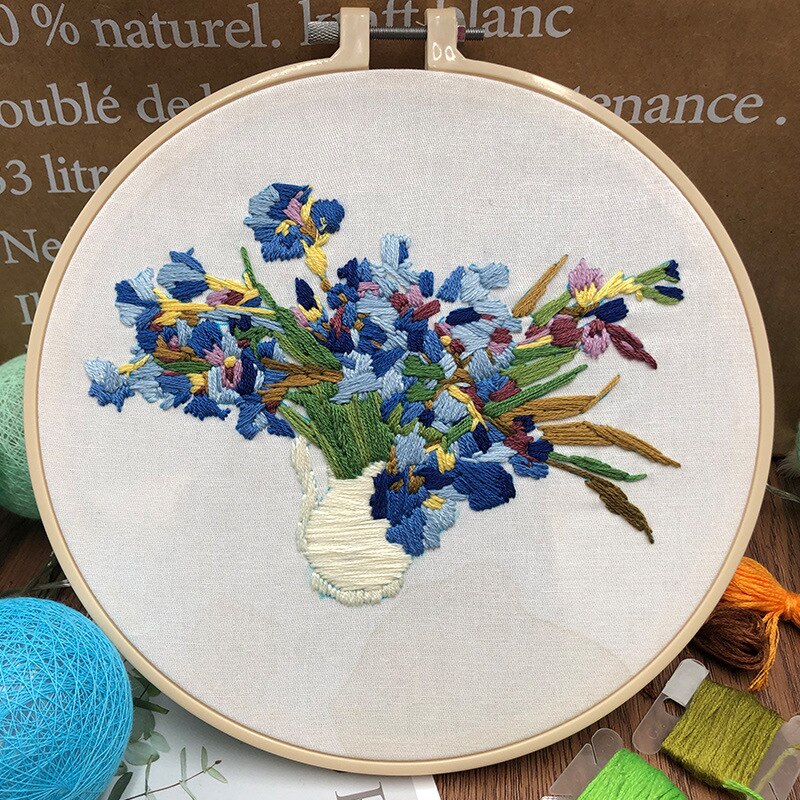 20cm blommor i europeisk stil, broderiset för nybörjare, sömnadssats, korsstygn, handgjord dekoration: Nr .5