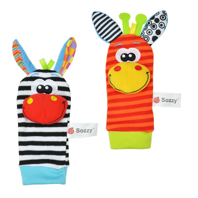 1pcs Animal Rattle Baby Wrist Ankle Band Rattle Bracelet Baby Sensory Toys Attract Baby's Attention Random Color: Black