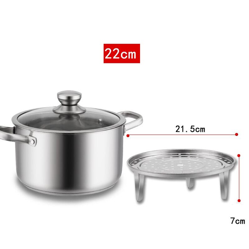 Roestvrijstalen soep dubbele boiler kookgereedschap keuken pan voorraadpotten kookgerei thuis inductiekookplaat pot stoofpot  tg138: 22 cm sets