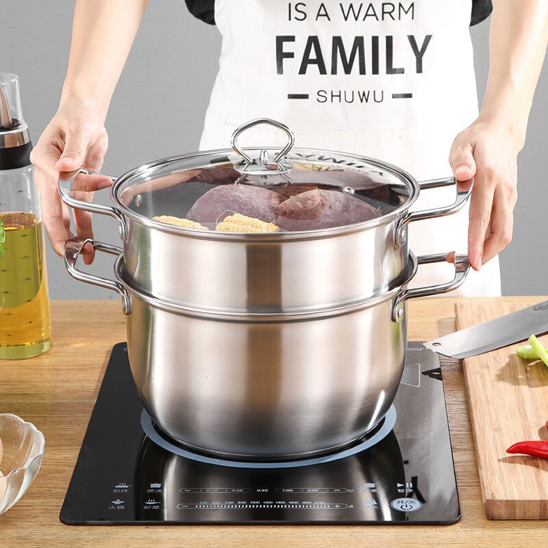 Stainless Steel Soup Pot Steamer Pot Soup Pot Small Pot Home Binaural Skillet Gas Milk Pot Induction Cooker Special Cookware