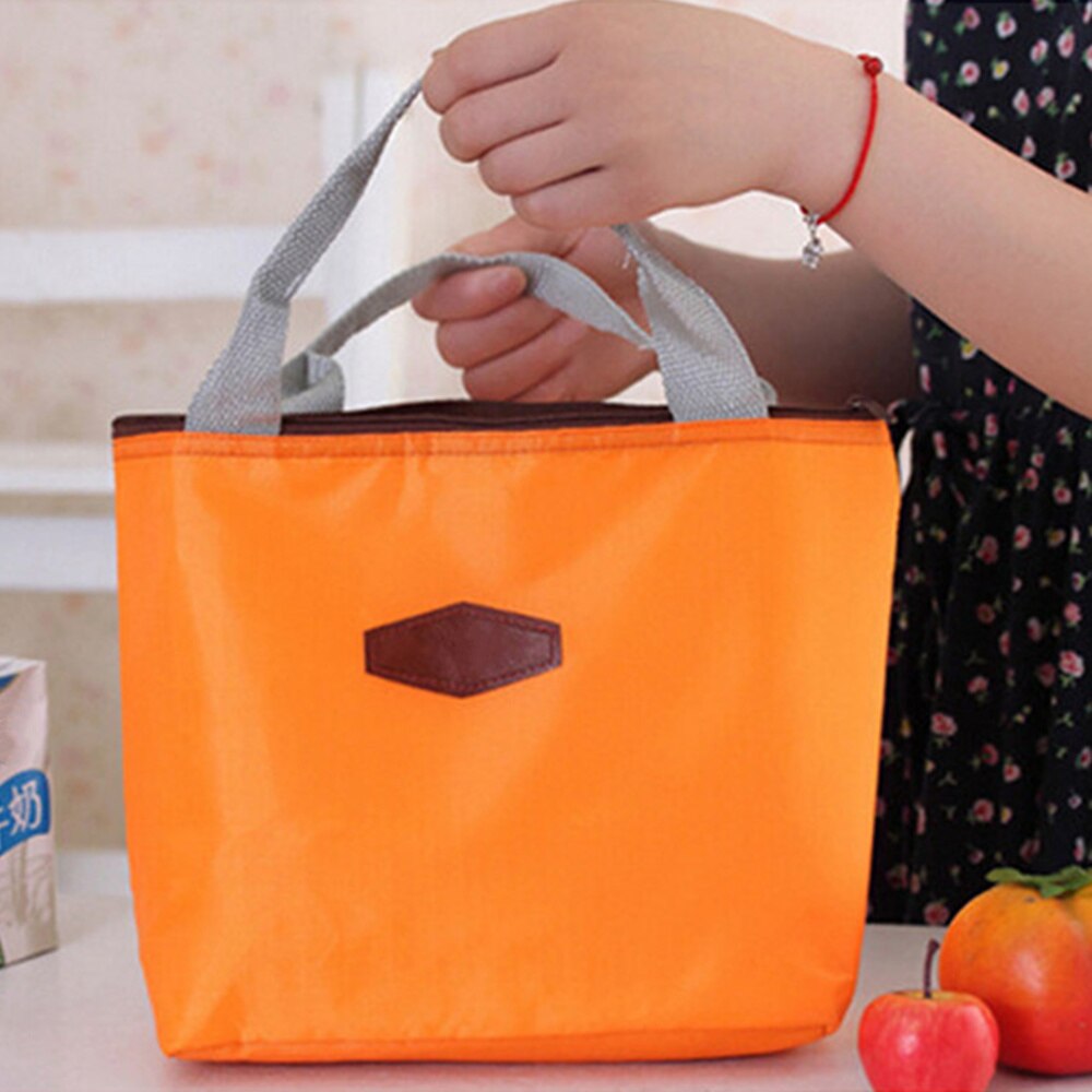 Sac à main de pique-nique en aluminium d'aluminium, sac à déjeuner isotherme thermique, sac à nourriture étanche, sac à main de voyage, bureau pour étudiant Portable: Orange