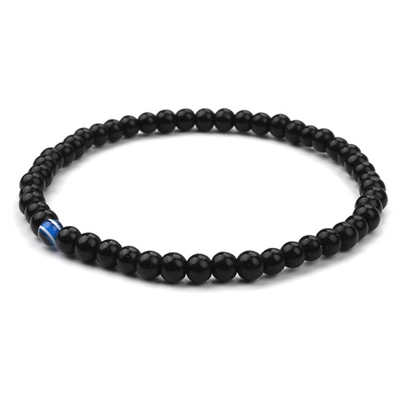 1PC Elastic Evil Eye Dull Polish Stones Beads Bracelets Bangle Bracelets For Men Boys