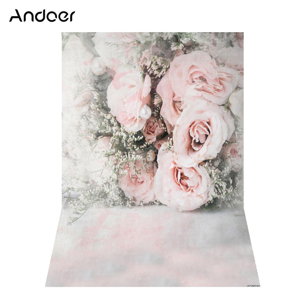 Andoer Photography Backdrop - 1.5x2.1m/5x7ft - Rose/Cherry/White Blooming Flower Wall - Digital Printed Polyester: Camel Color