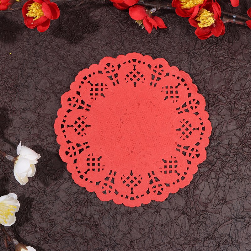 100 Uds 5,5 "de blondas de papel de encaje/manteles para boda Deco manualidades de papel suministros: Rojo
