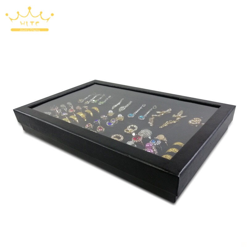 Praktische 100 Slot Ringen Display Lade Ring Organisator Show Case Sieraden Oorbellen Houder Opbergdoos Met Transparante Top