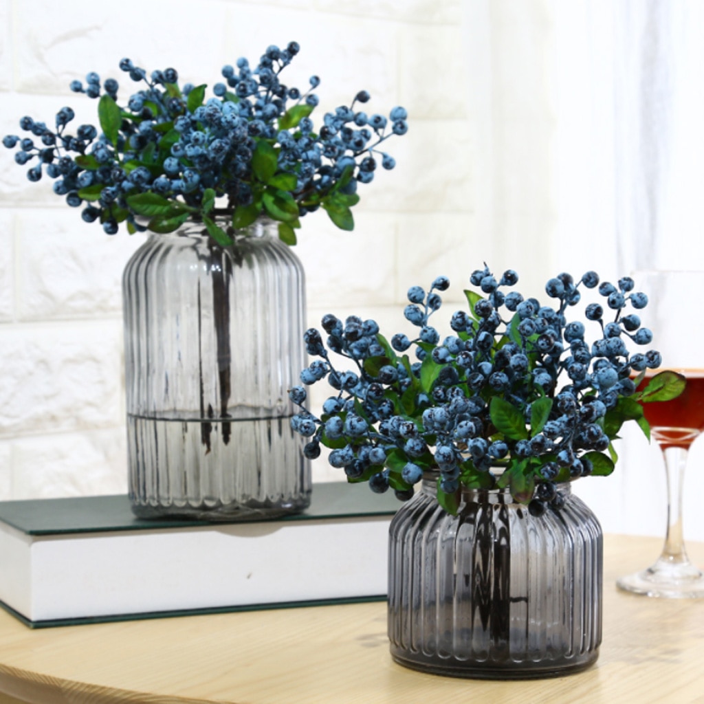 10Pcs Decoratieve Bosbessen Bes Kunstbloem Planten Voor Wedding Thuis Decoratie Blauw