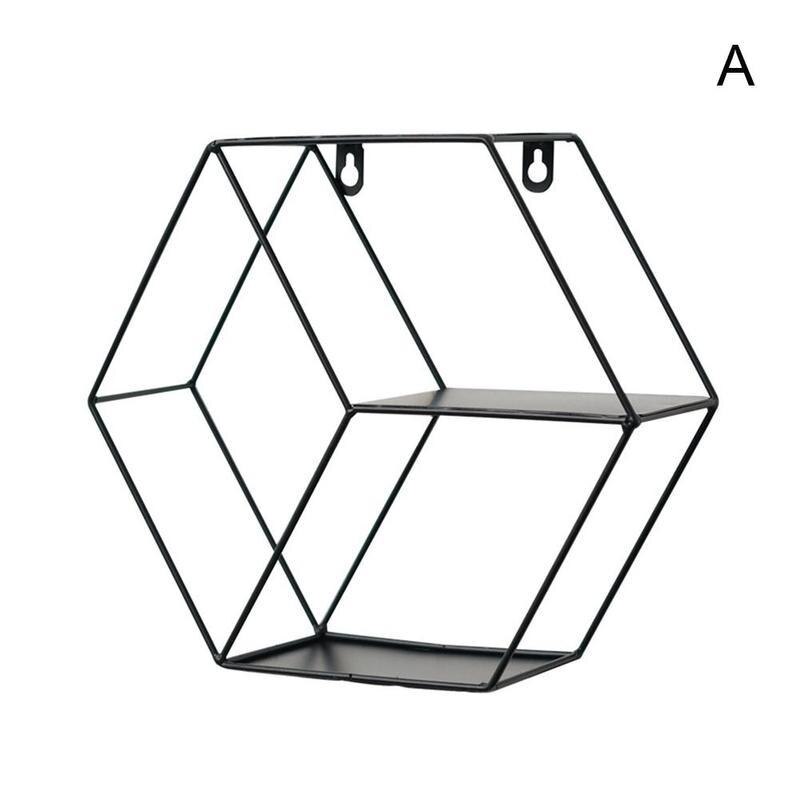 Scandinavische stijl woonkamer slaapkamer kamer decoratie opbergrek ronde smeedijzeren wandplank wandhanger kamer decoratieve plank: A