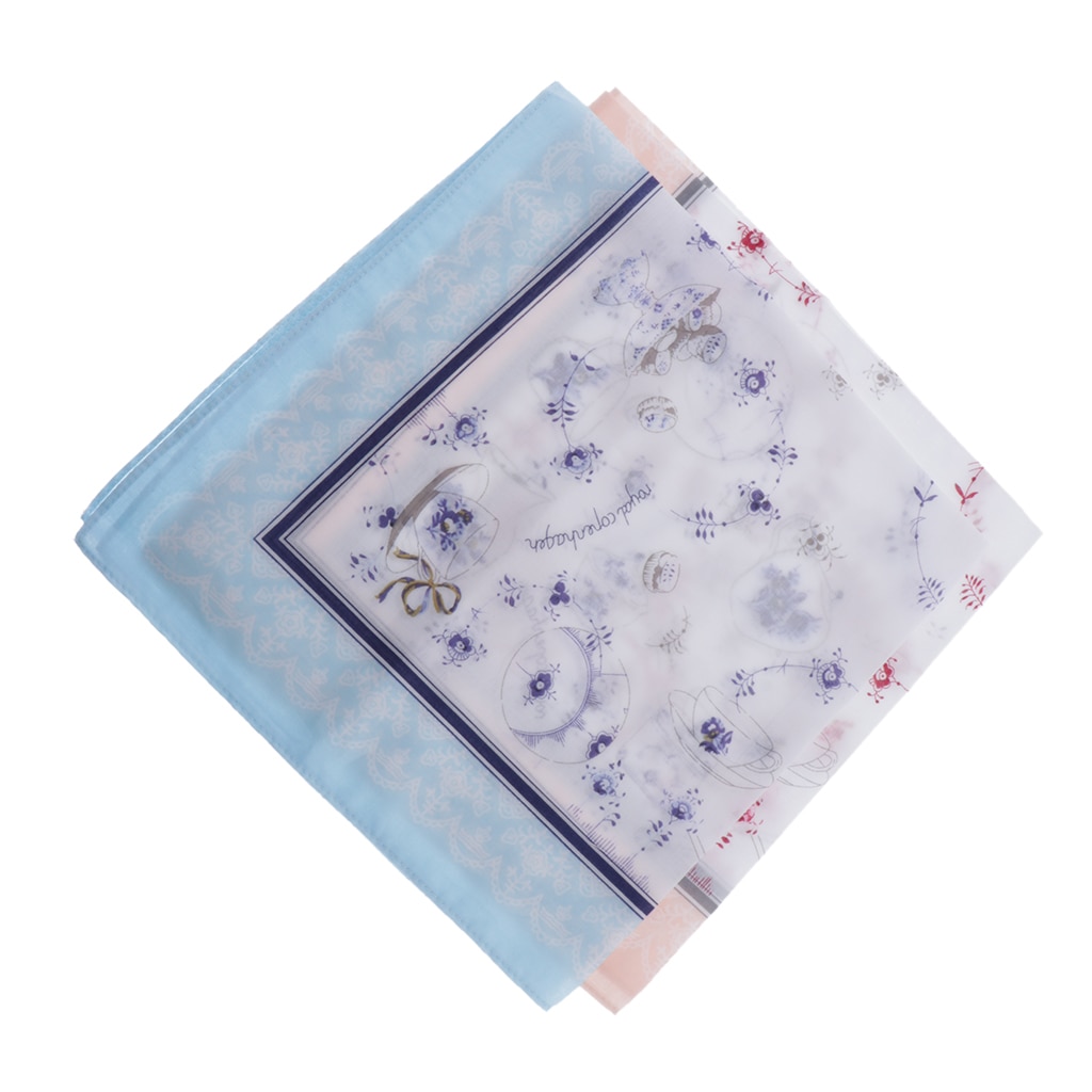2x 100%  bomuldslommetørklæde blomsterprintet hanky lommetørklæde lomme firkantet 43 x 43cm vintage lommetørklæder firkantede lommer