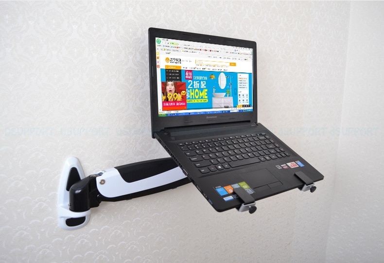 Gas Spring Wall Mount Laptop Holder Arm Aluminum Alloy Full Motion 10-17 inch Laptop Mount Stand Lapdesk GM111W-LDM