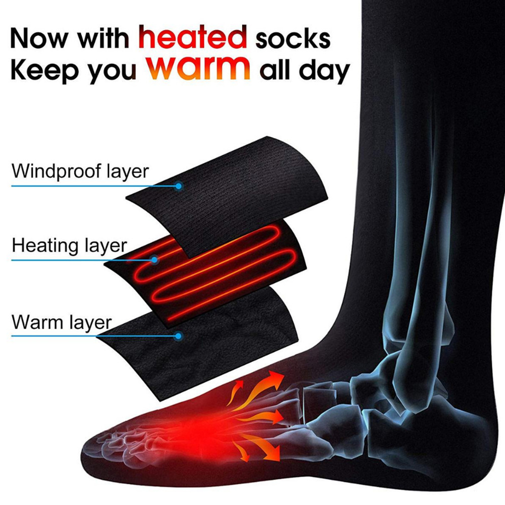 Thermal Cotton Winter Ski Heated Socks Outdoor Sport Foot Warmer Electric Warming Sock Battery Power For Men Women