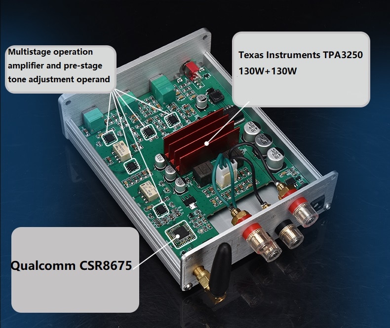 BRZHIFI High Fidelity TPA3250 Fever Amplifier 260W High and Bass Adjustment 8675 Bluetooth 5.0aptx-hd