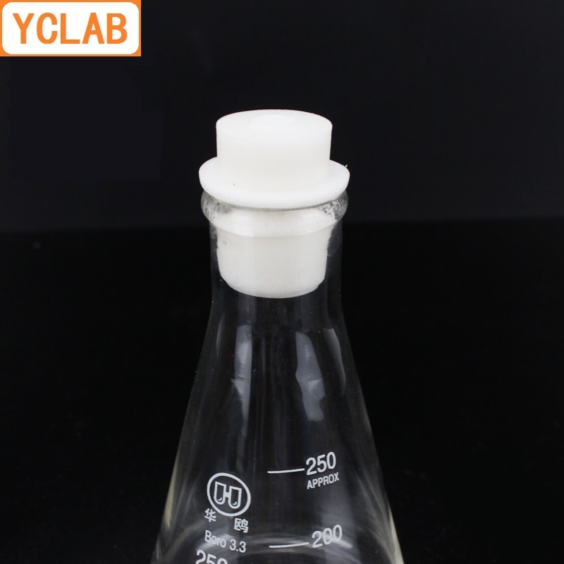 HUAOU-frasco Erlenmeyer de 250mL, borosilicato, 3,3 de vidrio, cuello estrecho, frasco triangular cónico, equipo de química de laboratorio