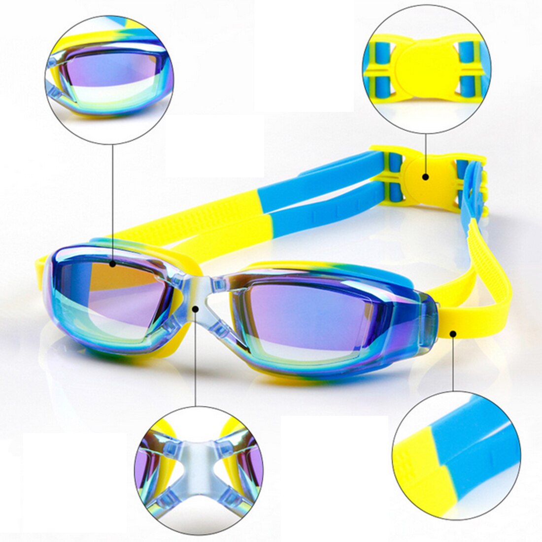 Uv-beskyttelse vandtæt børn svømmebriller anti-tåge lys linse silikone ramme børn svømmebriller pool tilbehør briller